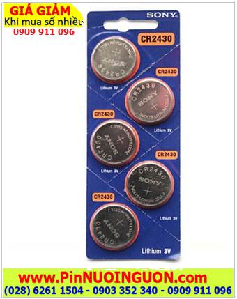 COMBO MUA 1vỉ 5viên Pin đồng xu 3v lithium Sony CR2430 chính hãng /Xuất xứ Indonesia _Giá chỉ 175.000/Vỉ 5viên